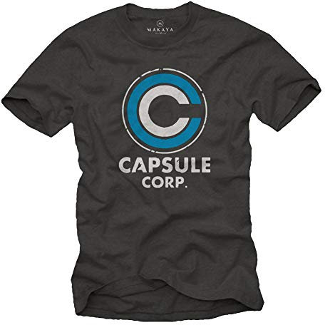 Makaya Tee Shirt Geek - Capsule Dragon Corp Idee Cadeau Vetemant Homme Son Goku Ball Gris Taille S