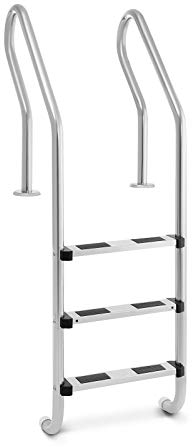 Uniprodo Échelle De Piscine pour Piscine Creusée Enterrée UNI_Pool_Ladder_1600 (Profil Normal, 3 marches, INOX, 180 kg Max)