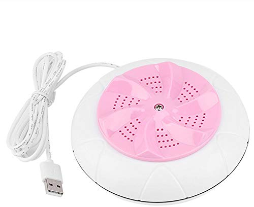 Lavadora de turbina ultrasónica Mini dispositivo de lavado giratorio de turbina USB Lavadora portátil 2-1 Lavadora de alta frecuencia para viajes y lavandería para niños(Rosado)
