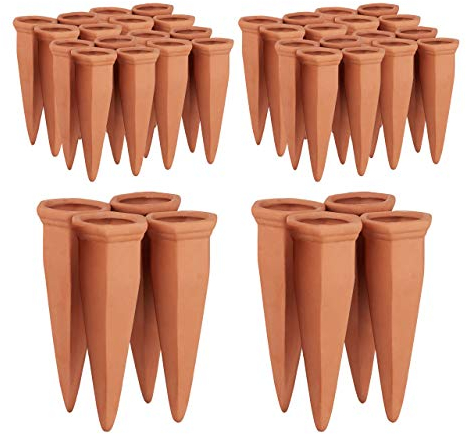 Relaxdays Cône en Argile d’arrosage, Lot de 40, Accessoire d’arrosage, Bouteilles d’1L en Plastique ou vin, Terre Cuite