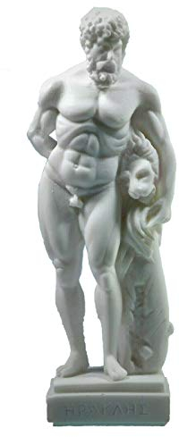 BeautifulGreekStatues Herkules Nemean Löwe Nackte Männliche Alabaster Statue Skulptur Neue Mythologie 22cm