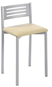 fanmuebles Taburete de Cocina con Respaldo bajo Kati, armazon Aluminio 33 x 69 x 38 - Polipiel Crema