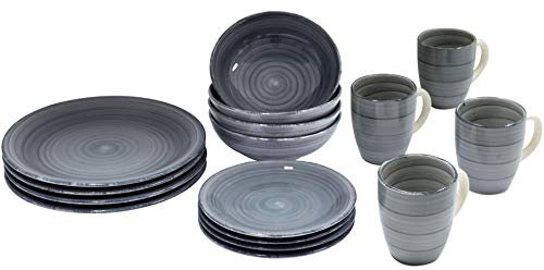 MAIZINGER Kombiservice Komplett-Set 16 TLG. Steingut grau