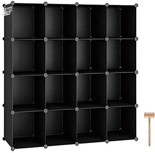 C&AHOME Organizador de Almacenamiento en Cubos, estantería Modular de plástico para Bricolaje, librería, Sala de Estar, 48.4 L × 12.4 W × 48.4 H Negro SUM3016H