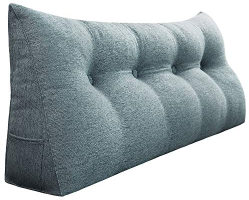VERCART Keilkissen Bett Großes Rückenkissen Bett Kopfteil Bequemes Lesekissen für Bett und Sofa 2 in 1 Rückenlehne und Kopfkissen Couchkissen Langes XXL Lendenkissen Leinen 140cm Grau