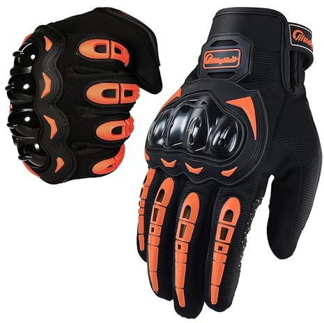 Unisex Vollfinger Touchscreen Motorrad Handschuhe für Powersports BMX ATV MTB Fahren Motocross Mountainbike Dirt Bike (XXL, Orange)
