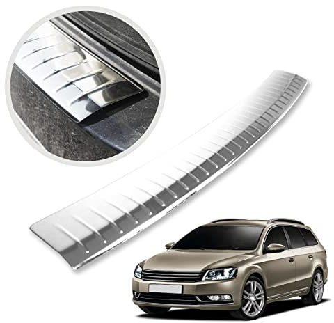 CHROMEMASTER | Ladekantenschutz Stoßstangenschutz | Kompatibel mit Volkswagen VW Passat 3C B7 2010-2014 Kombi; Edelstahl Poliert/Chrom; Unsere Lackschutzleiste Sichert den Heckstoßfänger vor Kratzern