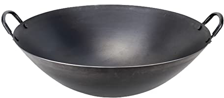 YYUINU Wok De Hierro Grande, Los Chefs Comerciales De Hoteles Domésticos Usan La Sartén para Freír, El Fondo Redondo del Wok No Está Recubierto,70x70x20cm