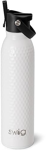 Swig Life Borraccia termica da 590 ml, bottiglia d'acqua da viaggio con cannuccia e coperchio, adatta per portabicchieri, in acciaio inox (pallina da golf)