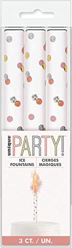 Ice Fountain Candle Cake Topper Sparkler for Birthday, Wedding, Anniversary Decoration. (3 PCS, Rose Gold)