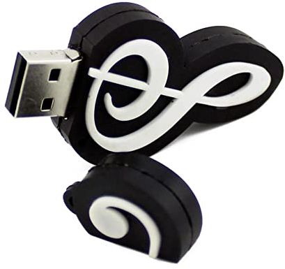 Tynerza Music Note Shape 64GB USB 2.0 Flash Drive Cute Memory Stick Novelty USB Stick Gift for Musicians Music Lovers for School Office Business (Black)