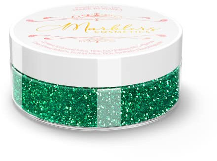 MARBLERS Cosmetic Grade Fine Twinkle Glitter [Christmas Green] 0.18oz (5g) | Non-Toxic | Vegan | Cruelty-Free | Eyeshadow, Nail Polish, Nail Art | Festival, Rave & Party Makeup | Body & Face
