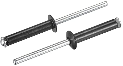 sourcing map Aluminum Blind Rivets, 5mm x 25mm (13/64 x 63/64) Open End Rivet Flat Round Head for Joining Metal Plate Leather, Black 25 Pcs