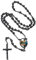 FindChic Kette für Damen Rosenkranz Kommunion Halskette Perlen Katholische Kreuz Anhänger Edelstahl Personalisierte Kette mit Bild Schwarz