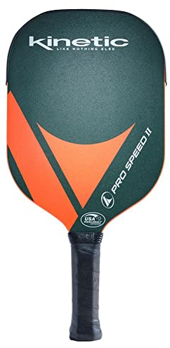 PROKENNEX Pro Speed II Pickleball-Paddel mit Toray T700 Kohlefaser-Einlage – Comfort Pro Grip – USAPA-zugelassen (Waldgrün/Orange) (Bezug nicht im Lieferumfang enthalten)