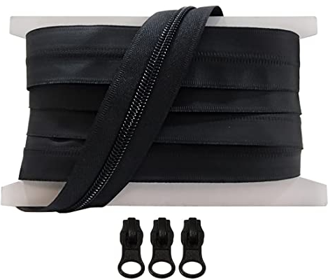 2 Metro Chiusure Lampo Impermeabile + 3 Cursori per cucire e montare la cerniera su misura, cerniera per cucire su vestiti, neoprene, impermeabile, (2 Metro, Rete 5 mm)
