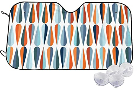 Pare-soleil de pare-brise de voiture rétro moderne avec formes de goutte imprimées, pare-soleil pliable réfléchissant, pare-soleil pour fenêtre avant de voiture