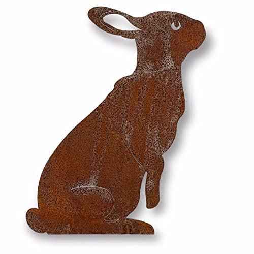 Crispe Gartenstecker Dekoration Edelrost - Hase sitzend - Metall rostige Dekofigur - Höhe 35 cm