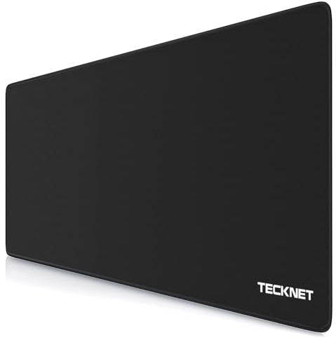 TECKNET Tapis de Souris XXL Speed Gaming, 900 x 400 mm, sous-Main Noir, Tapis de Souris Gamer, imperméable, Surface spéciale améliore la précision et la Vitesse, Base en Caoutchouc antidérapante