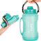 ONTA kollabierbare Silikon Trinkflasche - 2 Litre Sport Wasserflasche mit Zeitmarkierung und Strohhalm - BPA-Frei - 68oz Faltbar Sport & Outdoor - für Fitness Gym Heim Büro Angeln (Grün)