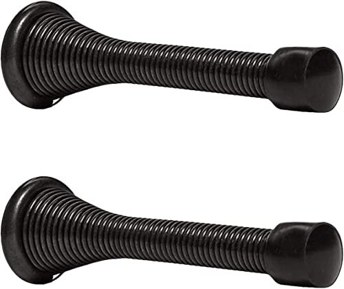 LATRAT 2 Stück 85 mm Federtürstopper aus Metall mit Sockel, Schrauben und Türpuffer für Bodenschutz