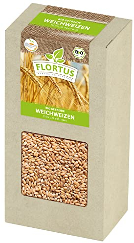 FLORTUS BIO Weichweizen Getreide Samen 200g | Ertragreicher Weizen zur Herstellung von Mehl Weizenkleie Katzengras & Microgreens | Sprossen Samen