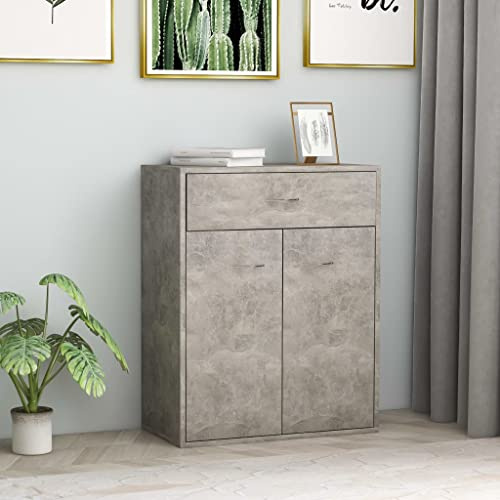 Annlera Credenza Grigio Cemento 60x30x75 cm in Truciolato Credenza Capiente Cassettiera Soggiorno Cassettiera Legno Credenza Cucina Mobiletto Multiuso Credenza Soggiorno Madia Soggiorno