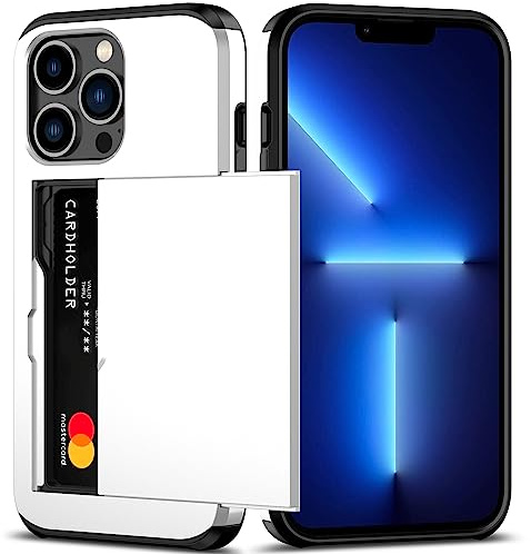 Nvollnoe Schutzhülle für iPhone 13 Pro mit Kartenhalter, strapazierfähig, doppellagig, stoßfest, versteckter Kartenschlitz, schlanke Brieftaschen-Schutzhülle für iPhone 13 Pro, für Damen und Herren