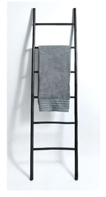 MSV - Toallero Tilda de 6 Niveles con Escalera - Bambú Negro - 50 x 190 cm - Diseño Elegante - Fácil instalación - Resistente a la Humedad - Soporte para baño