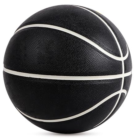 MINDCOLLISION 5/6/7 Lächeln Basketball, PU weiches Leder Basketball, gutes Dribbling und Schießen, Geburtstag, geeignet für drinnen und draußen Spielen,Schwarz,No. 6