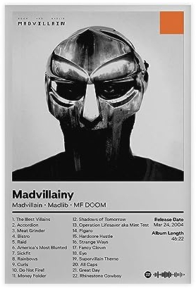 MF DOOM & Madlib-Madvillainy Musikalbum-Poster, Leinwand-Poster, Wandkunst, Dekor, Bild, Gemälde für Wohnzimmer, Schlafzimmer, Dekoration, ungerahmt, 30 x 45 cm