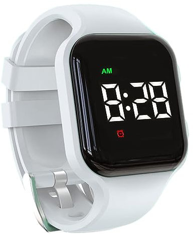 e-vibra Wasserdichte Vibrationsalarmuhr, wiederaufladbar, 15 Alarm-Erinnerung, Töpfchentrainingsuhr mit Sperrbildschirm (weißes Quadrat)
