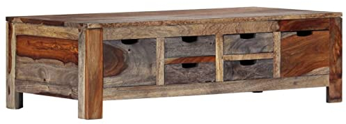 GuyAna Couchtisch Grau 100 x 50 x 30 cm Massivholz Wohnzimmertisch Holz Baumkantentisch Couchtisch Baumstamm