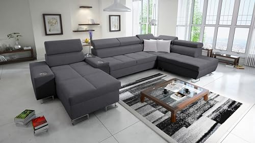 IM SOFA XXL Eckcouch U-Form Bettfunktion Ecksofa MOREN V Links/rechts Farbe wählbar TOP Qualität