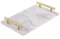 BURLOE Plateau De Service Rectangulaire en Marbre avec Poignées Feuille Plateau Service Assiette À Bijoux pour Table Basse Salon Cuisine Rangement Articles De Toilette,Blanc