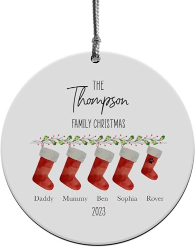Personalised Family Christmas Bauble, Custom Ornament, Family Stockings, Christmas Tree Decoration, Xmas 2023, Keepsake