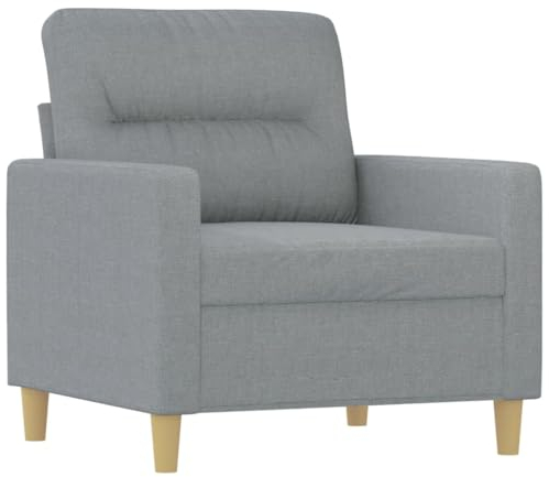 vidaXL Sofasessel, Sessel Sofa mit Armlehnen Rückenkissen, Loungesessel Fernsehsessel für Wohnzimmer, Relaxsessel Clubsessel Polstersessel, Hellgrau Stoff