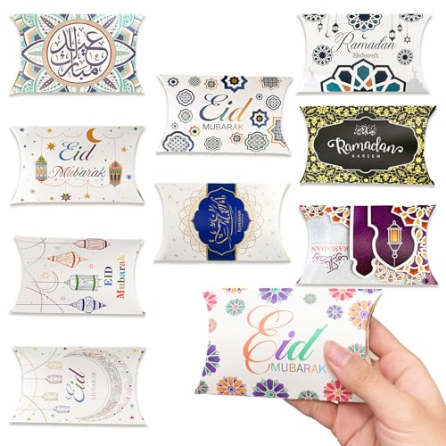 10pcs Papiertüten Eid Mubarak Geschenktüten, Ramadan Deko Geschenktüten, Candy Tüten für Ramadan Eid Mubarak Party, Deko und Kalender für Kinder
