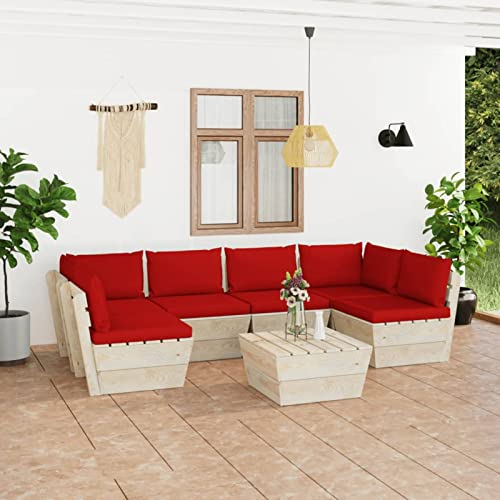 BaraSh 7-TLG. Garten-Sofagarnitur aus Paletten mit Kissen Fichtenholz Eckbankgruppe BalkonmöBel Set