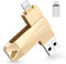Patianco Memoria USB para iPhone 256GB Pendrive Photostick USB 3.0 para Type C-iPhone iPad 3 en 1 Flashdrive Memoria para OTG Android/iOS/Tablet/PC/Mac MFi Certificado TransferenciaRápida(256GB,Oro)