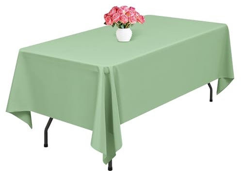 1 paquet de nappes en polyester Vert Sauge, 153 x 260 cm pour nappe rectangulaire de 1,8 m, lavables et réutilisables, résistantes aux taches et aux plis, pour fête de mariage restaurant décoration