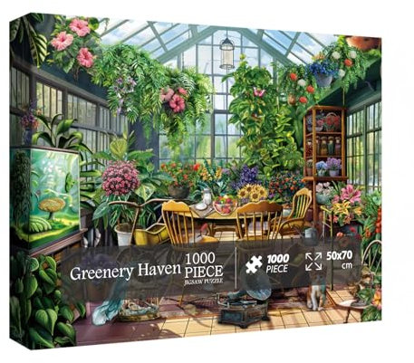 Flower Plant Garden Puzzle 1000 Pieces for Adults, Spring Greenhouse Jigsaw Puzzle Botanical, Colorful Floral Puzzle