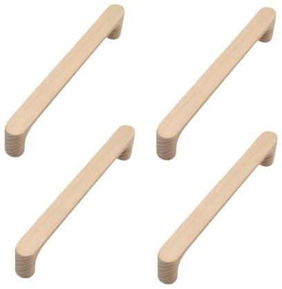 SANCHAKOU Möbelknöpfe Aus Holz 4 Stück Möbelzubehör Buchenlack Holz Doppelloch Einzelloch Holzgriff Schubladenschrank Lagerschrankgriff 160 Mm