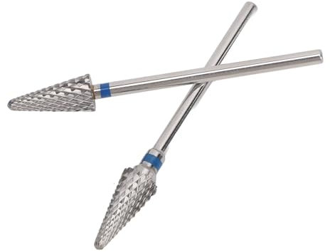 Sonew 2pcs Tapered Cone Nail Drill Bit, Electric File for Tungsten Cuticle Removal Manicure Tool with Electric Nail Drill, Tungsten Nail Grinding Heads for Shaping and Removal