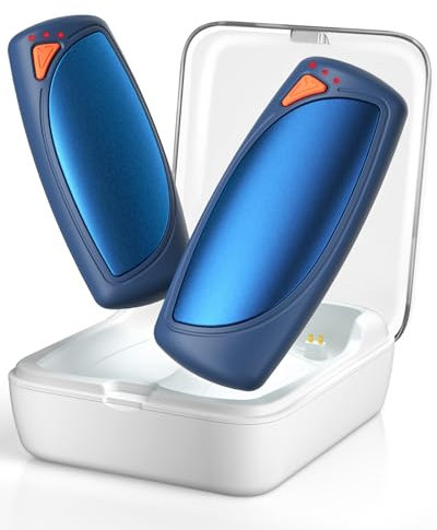 Hand Warmers Rechargeable with Charging Case, 14000mAh Dual-Sided Electric Portable Hand Warmers, Long-Lasting Heat for Cold Hands, Camping, Golf, and Gift for Women & Men - Blue