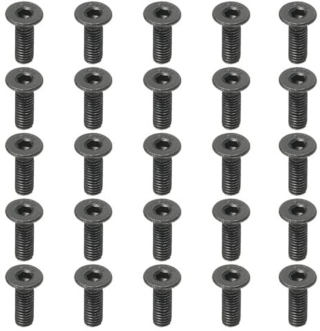 PATIKIL M3 x 10 mm Flat Head Socket Cap Screws, 100 Pack Flat Countersunk Bolts Medium Carbon Steel Hex Socket Drive Machine Screws Full Thread Black Oxide Grade 10.9