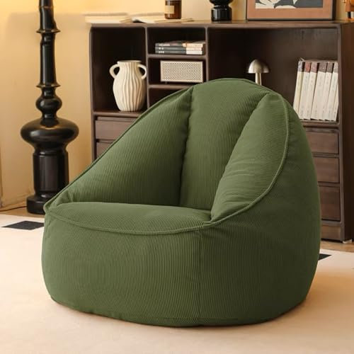 SXBCyan Sitzsack Lazy Sofas Bezug Stühle Ohne Füllung Cord Lounger Sitz Sitzsack Pouf Puff Couch Tatami Wohnzimmer Sitzsäcke(Olive Green,Single Cover)