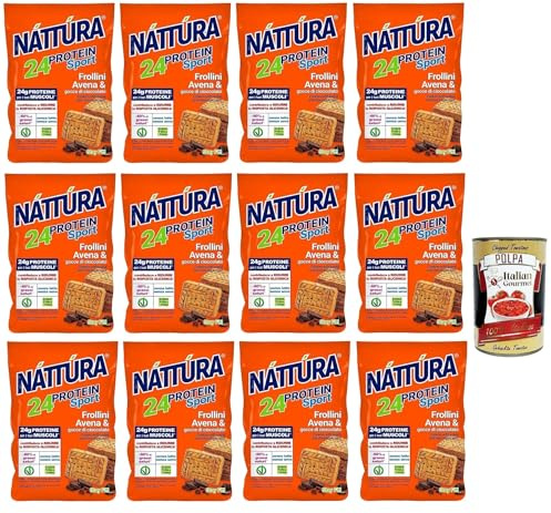 Italian Gourmet Náttúra Italian Gourmet Biscotti proteici Protein Kekse | Snack dolce con fiocchi d’avena e gocce di cioccolato, ballaststoffreich, Gesamtnettogewicht 2,4 kg + Kostenlos Polpa 400g