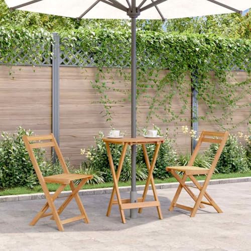 Myheimly Akazienholz Massiv Gartentisch Klappbar Bistrotisch Klapptisch Holztisch Garten Tisch Esstisch Terrassentisch Gartenmöbel Ø 60 x 75 cm