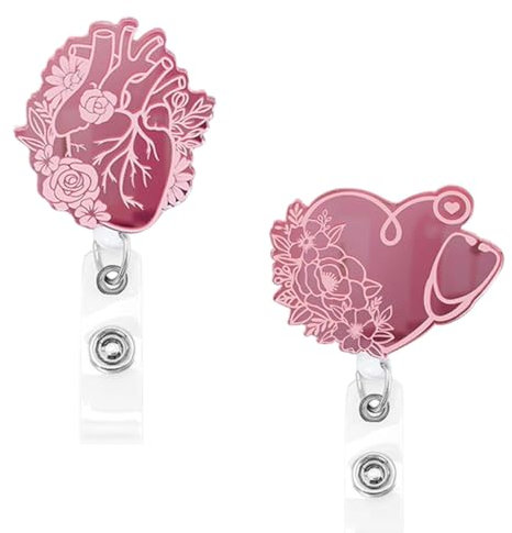 FENQURO 2 Pcs porte badge enrouleur infirmiere rétractables avec Clip pour médecins et professionnels de la santé, badge aide soignante personnalisé, porte carte infirmiere, tour de cou infirmiere